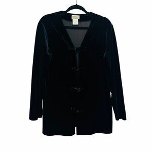 ⭐Coldwater Creek Size M Black Velvet Hook & Eye Cardigan Jacket ⭐